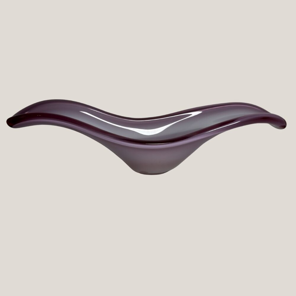 Wavy Freeform Cased Glass Decorative Bowl